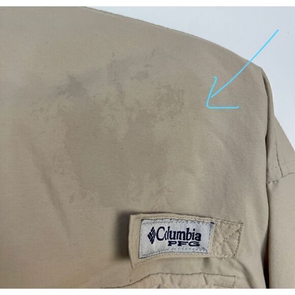 PFG Columbia Fishing Shirt Omni Shade Long Sleeve Vented Khaki men’s size L - Picture 9 of 10